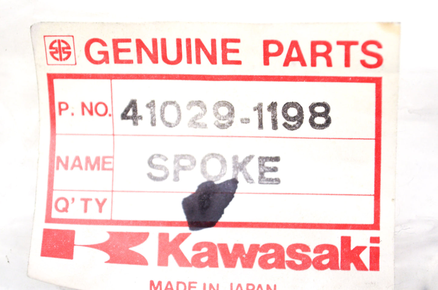 OEM Kawasaki 41029-1198 Rear Inner Spoke 190Mmx NOS
