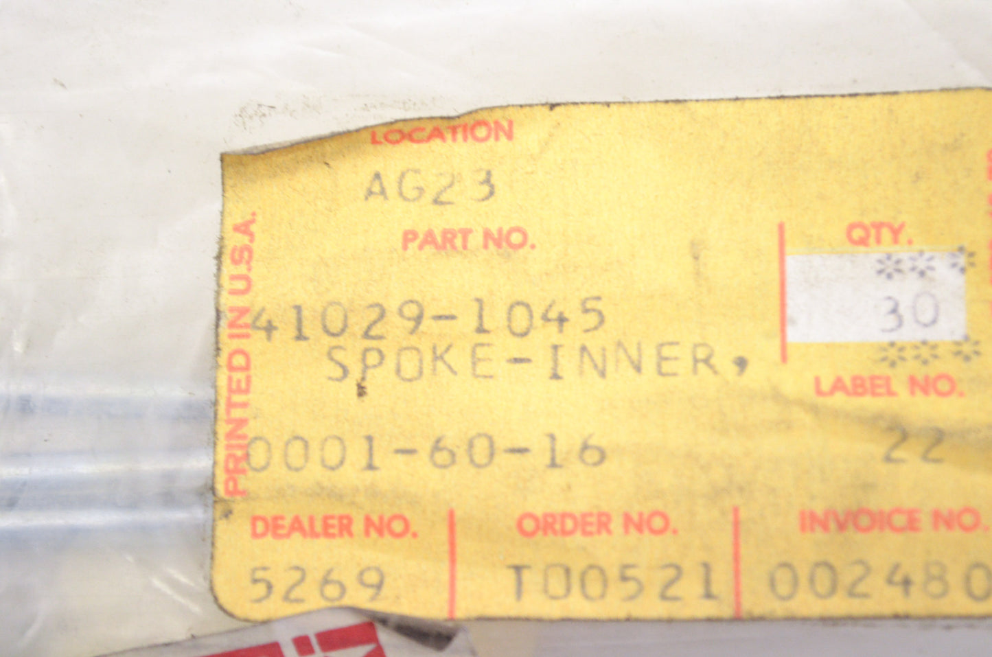 OEM Kawasaki 41029-1045 Front Inner Spoke 175Mmx Qty 3 NOS