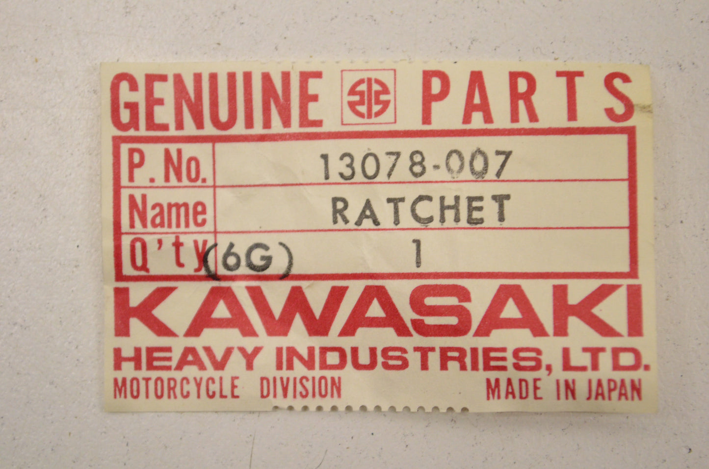 OEM Kawasaki 13078-007 Ratchet NOS