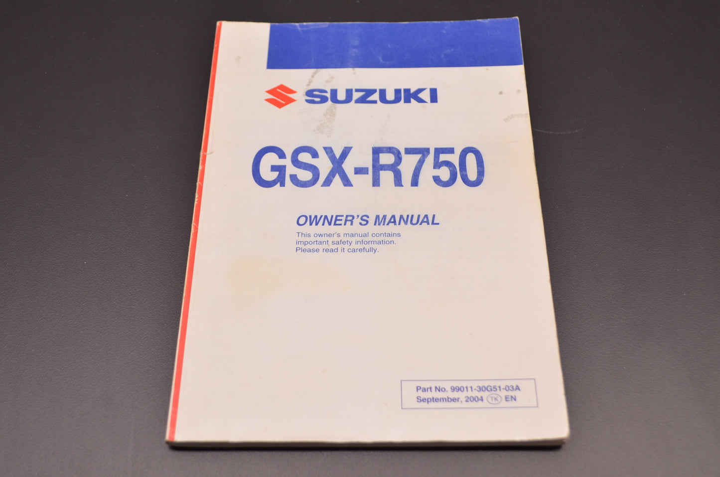 OEM Suzuki 99011-30G51-03A Owner's Manual GSX-R750K5