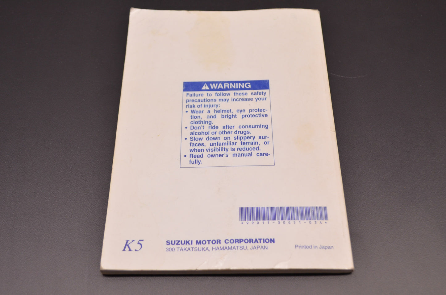 OEM Suzuki 99011-30G51-03A Owner's Manual GSX-R750K5