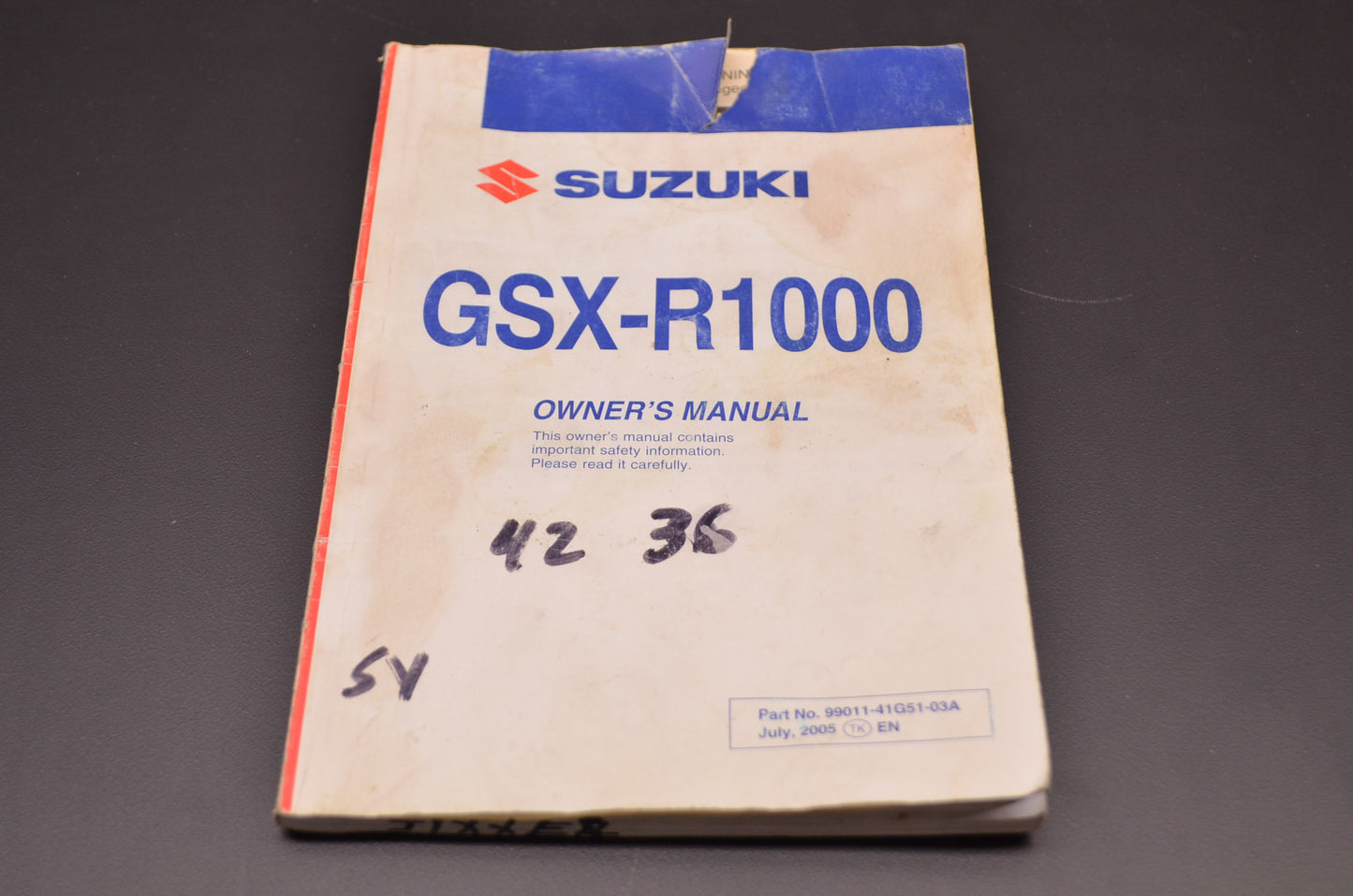 OEM Suzuki 99011-41G51-03A Owner's Manual GSX-R1000K6