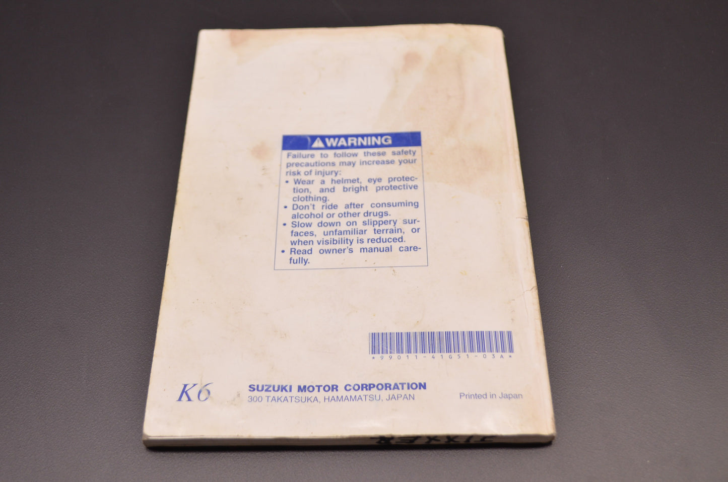 OEM Suzuki 99011-41G51-03A Owner's Manual GSX-R1000K6