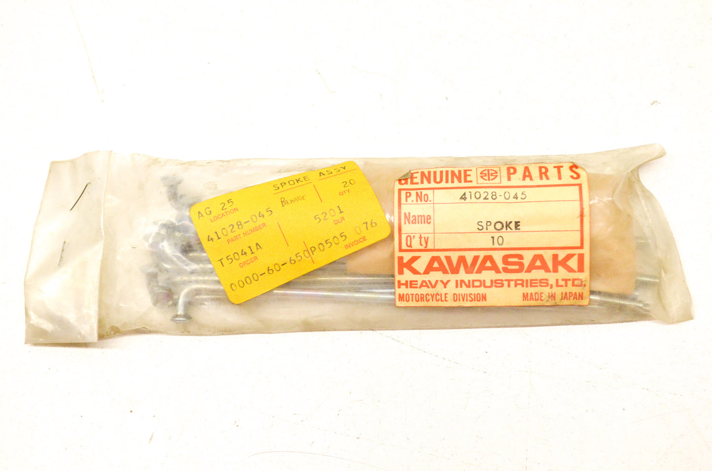 OEM Kawasaki 41028-045 Rear Outer Spoke Assembly Qty 10 NOS