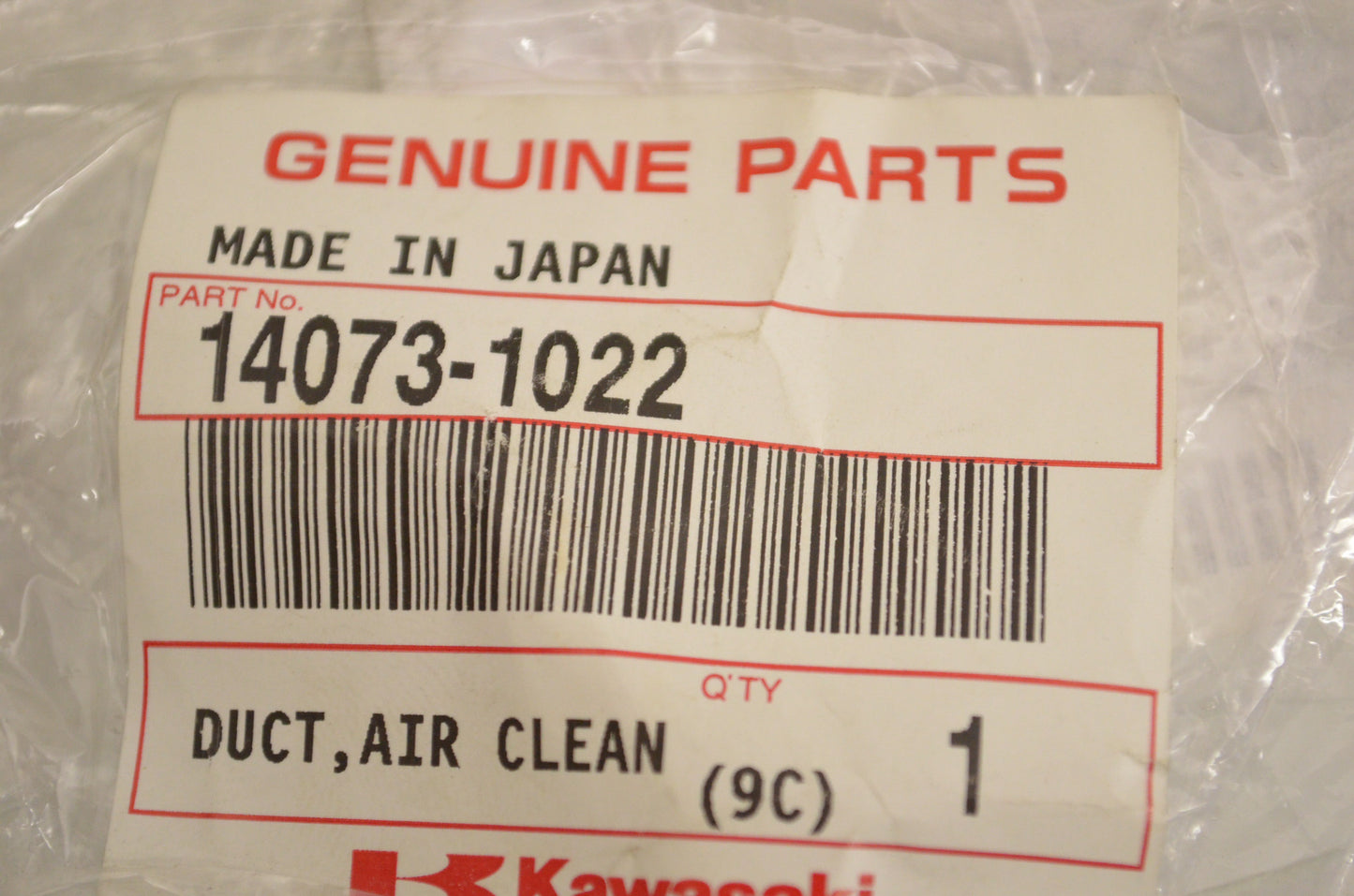 OEM Kawasaki 14073-1022 Air Cleaner Duct #1 NOS