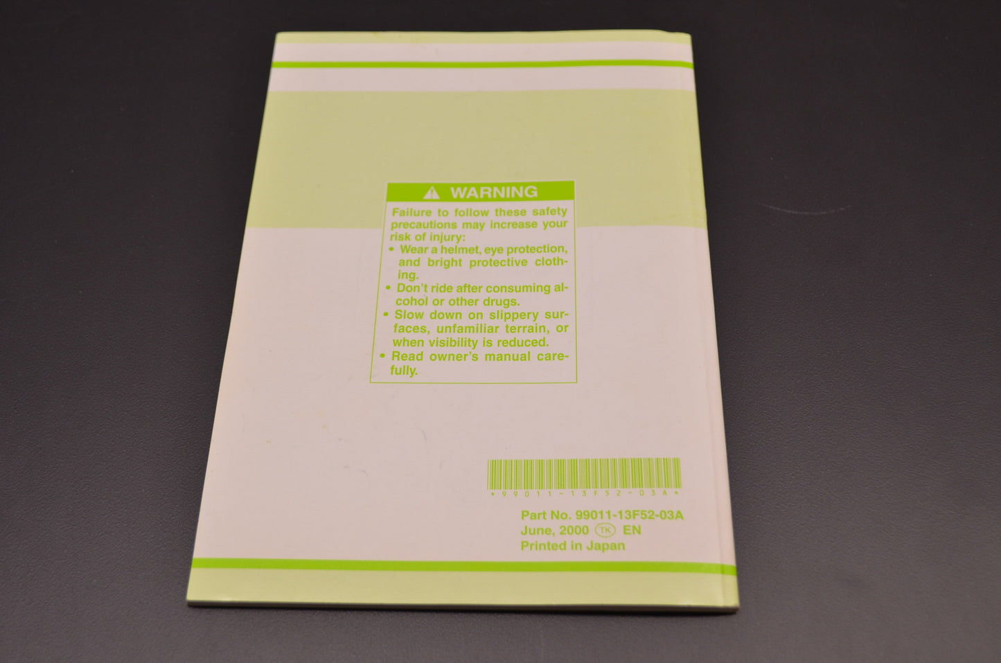 OEM Suzuki 99011-13F52-03A Owner's Manual GZ250K1 200