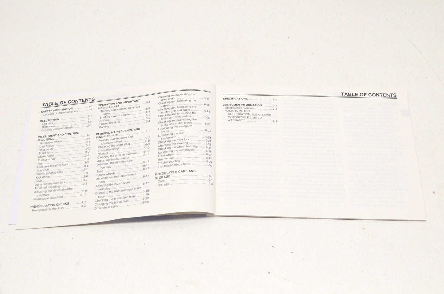 OEM Yamaha LIT-11626-20-08 Owner's/Service Manual YZ85W1 YZ85