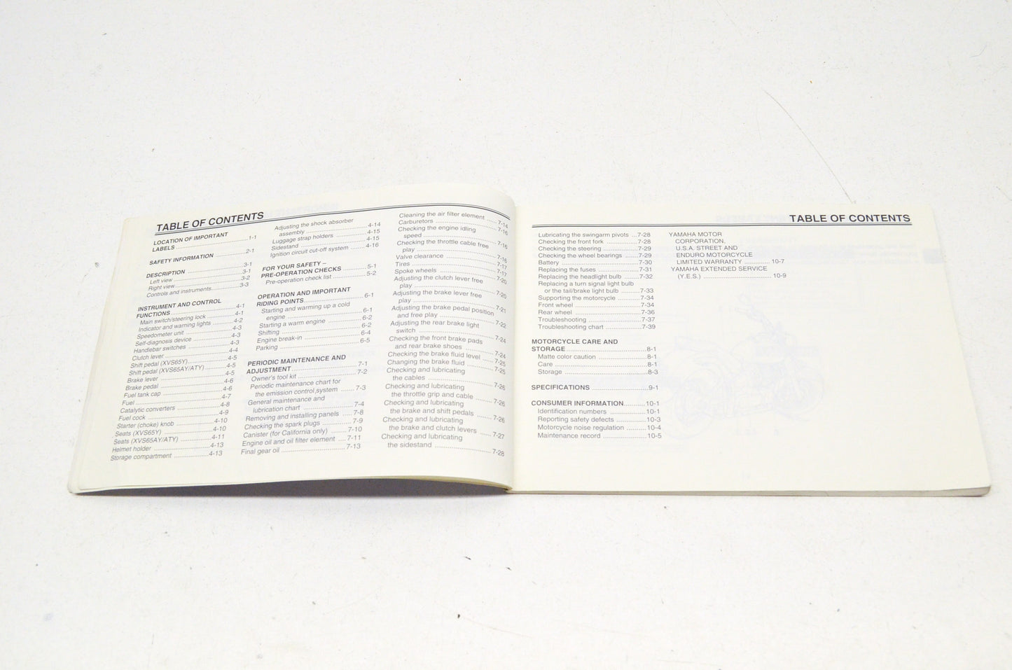 OEM Yamaha LIT-11626-22-20 XVS65Y(C) XVS65AY(C) Owner's Manual