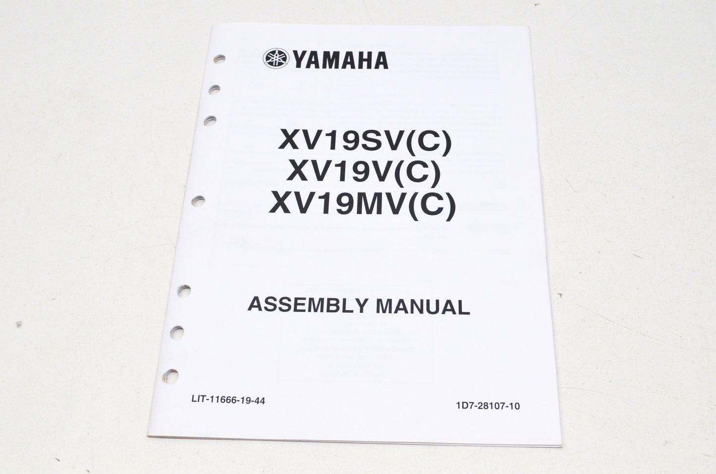 OEM Yamaha LIT-11666-19-44 XV19V/SV/MV/C Assembly Manual NOS