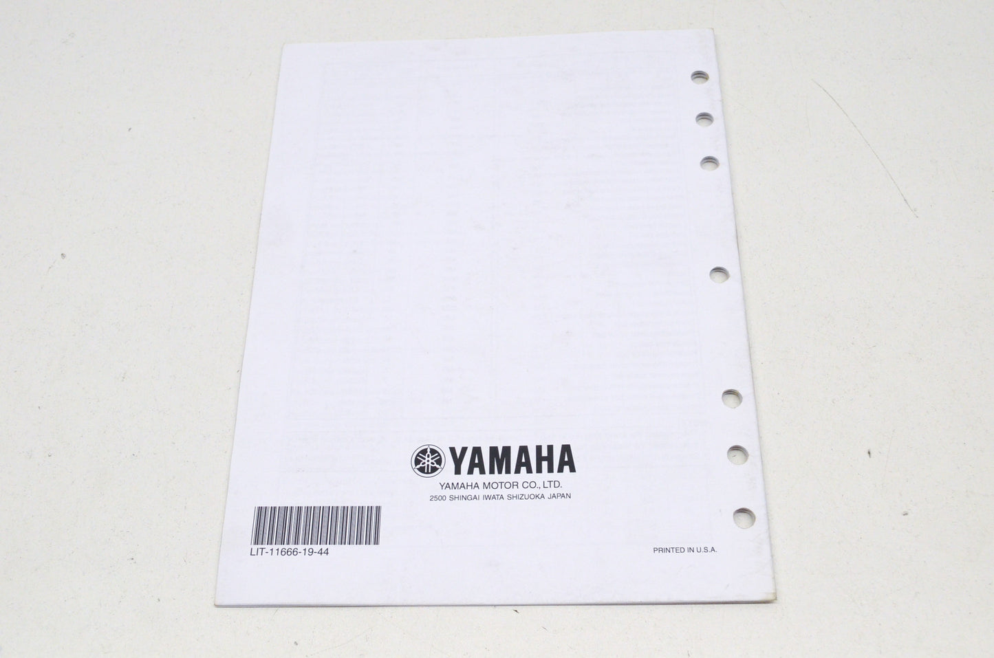 OEM Yamaha LIT-11666-19-44 XV19V/SV/MV/C Assembly Manual NOS