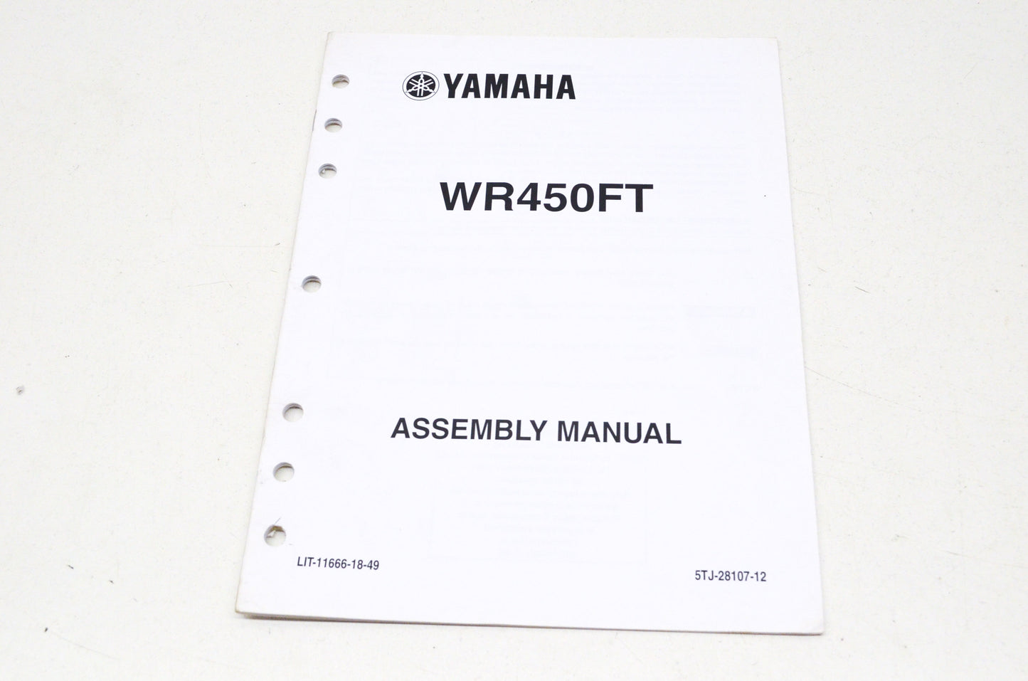OEM Yamaha LIT-11666-18-49 WR450FT Assembly Manual NOS