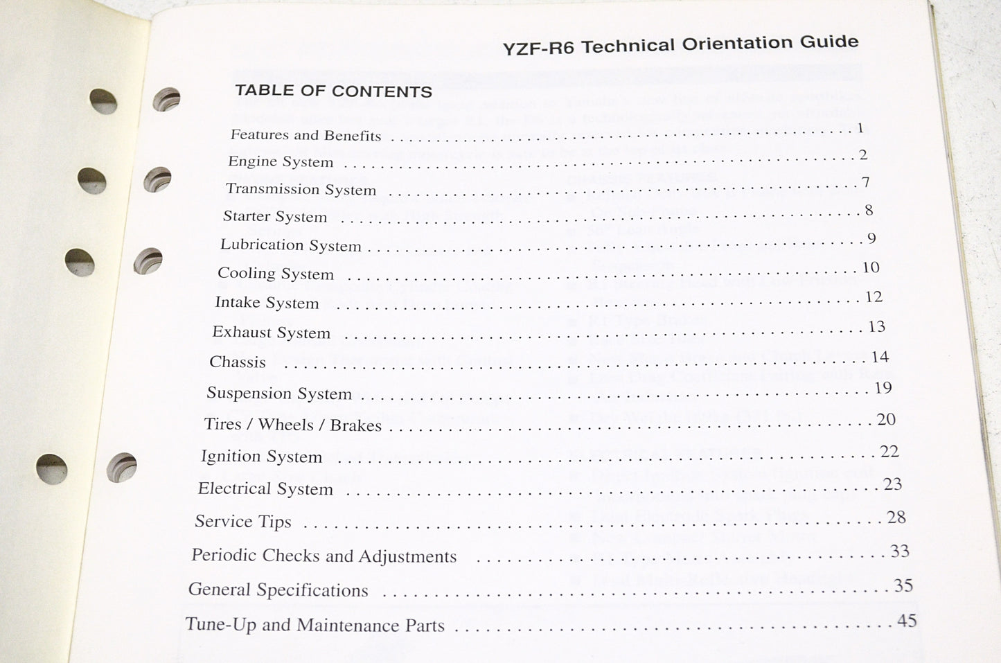OEM Yamaha Technical Orientation Guide YZF-R6 NOS