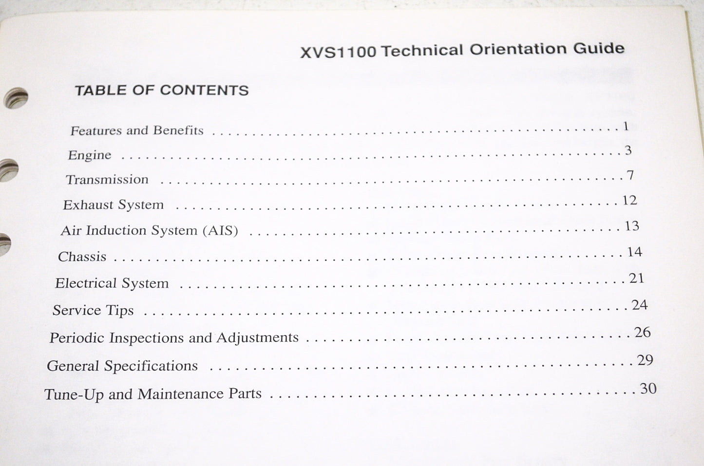OEM 98-216 Yamaha Technical Orientation Guide XVS1100 NOS