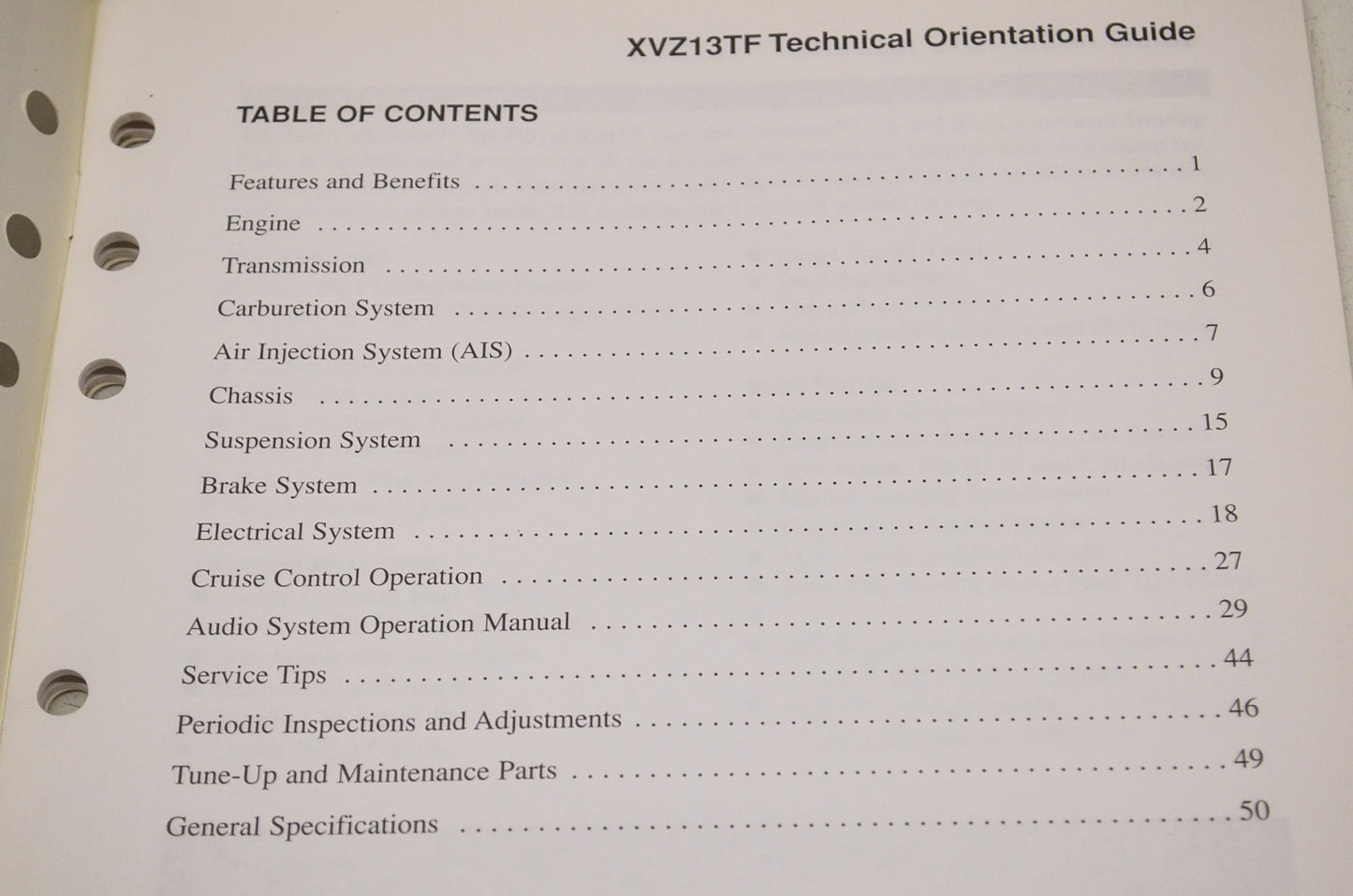 OEM 98-215 Yamaha Technical Orientation Guide XVZ13TF Venture NOS
