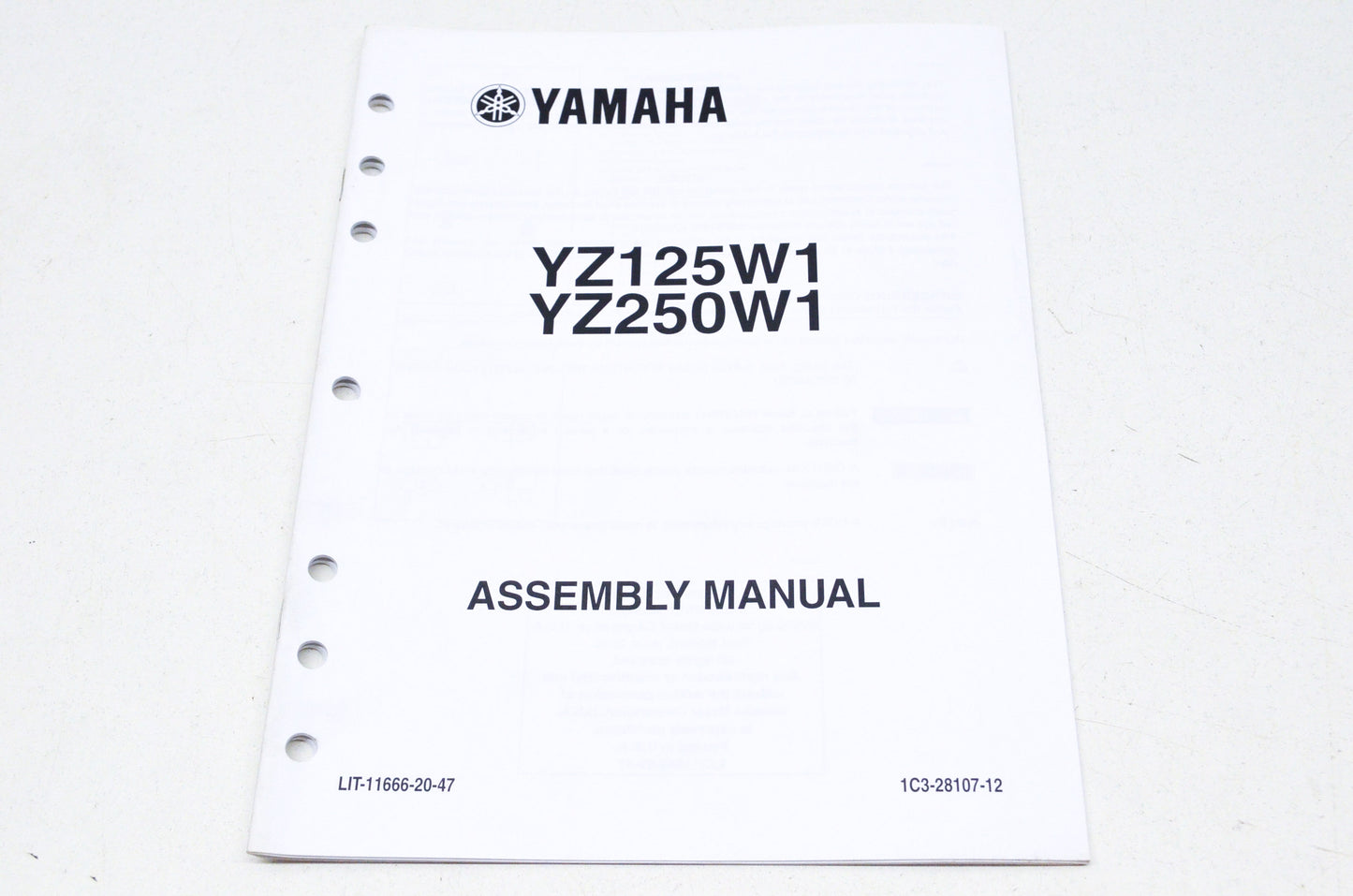 OEM Yamaha LIT-11666-20-47 YZ125W1 YZ250W1 Assembly Manual NOS