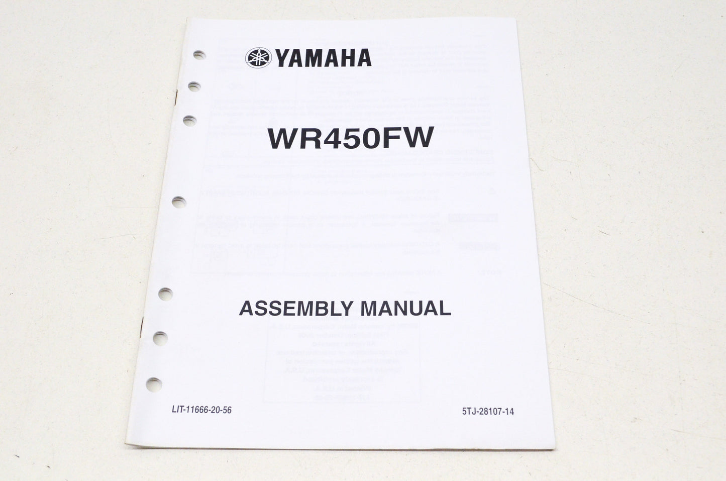 OEM Yamaha LIT-11666-20-56 WR450F (W-X) 2007-20 Assembly Manual NOS