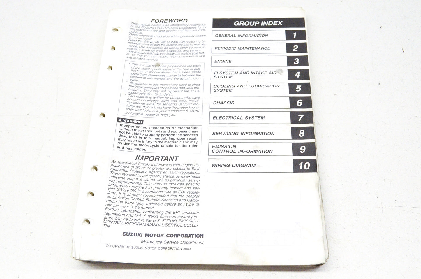OEM Suzuki 99500-37110-03E GSX-R750 Service Manual