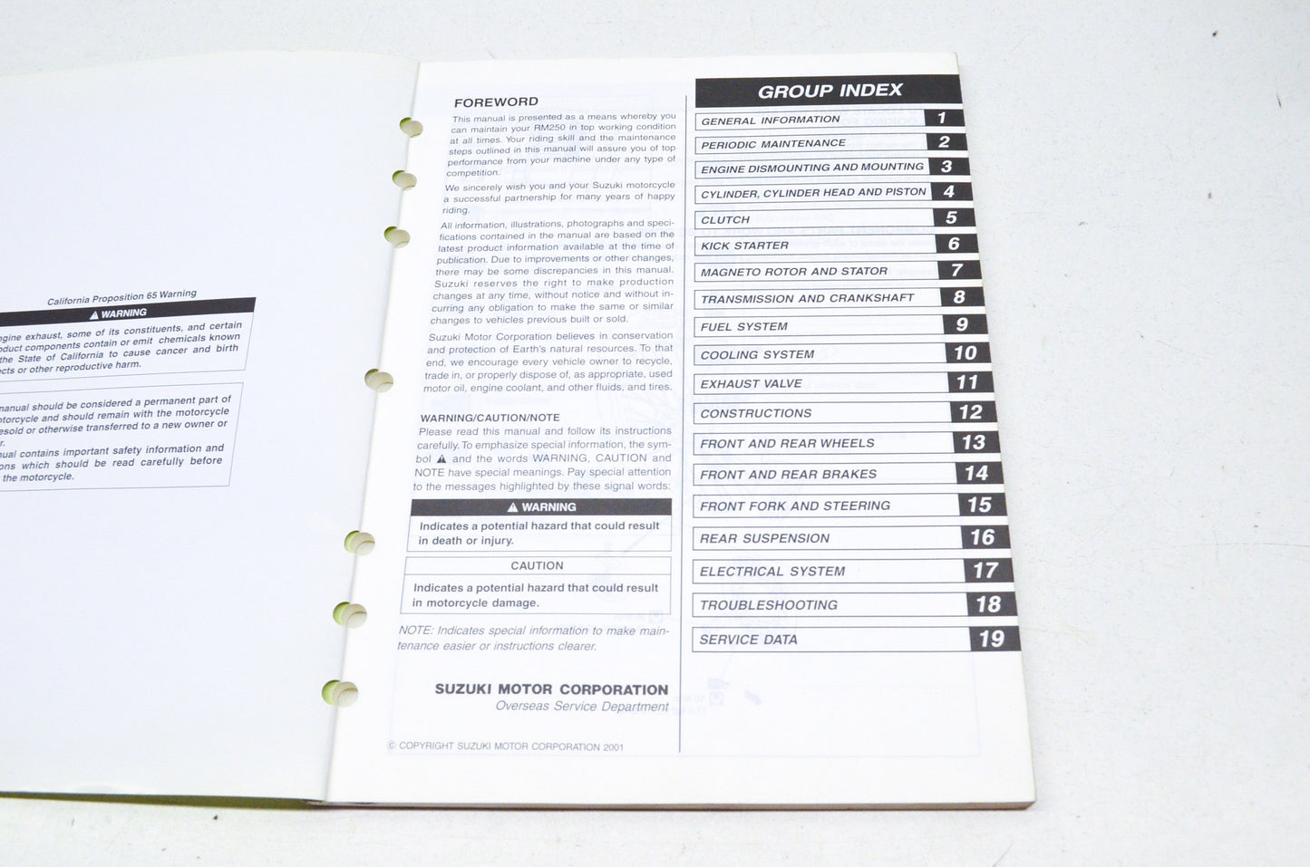 OEM Suzuki 99011-37F51-03A Owner's & Service Manual RM250K2 20 NOS