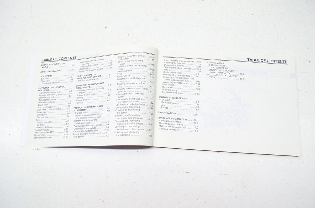OEM Yamaha LIT-11626-22-20 XVS65Y(C) XVS65AY(C) Owner's Manual NOS