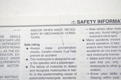 OEM Yamaha LIT-11626-19-78 Owner's Manual YZFR6V/VC R6