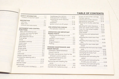 New OEM Yamaha Owner's Manual Road Star XV17AT(C), XV17AWT(C), XV17AMT(C), XV17A