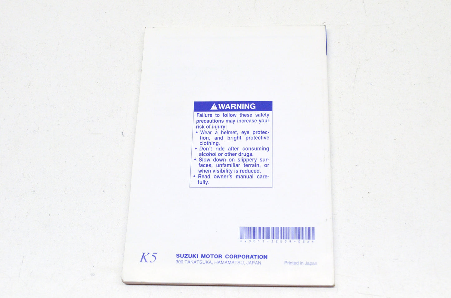 OEM Suzuki 99011-32E59-03A Owner's Manual DR650SEK5 2 NOS