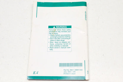 OEM Suzuki 99011-38B67-03A Owner's Manual VS1400GLK4