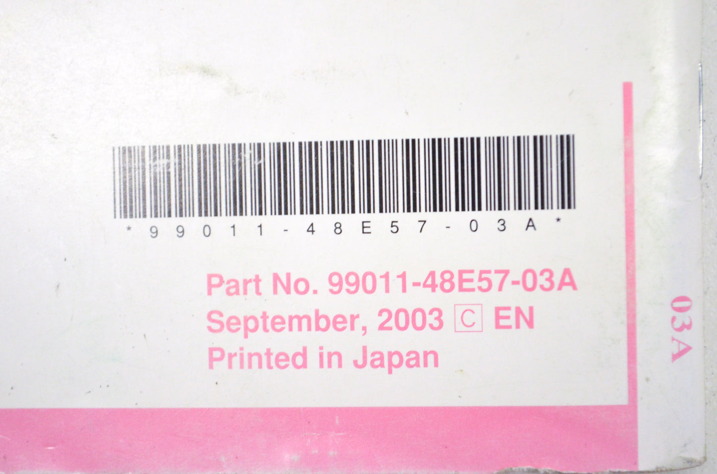 OEM Suzuki 99011-48E57-03A Owner's Manual VZ800K4 200 NOS