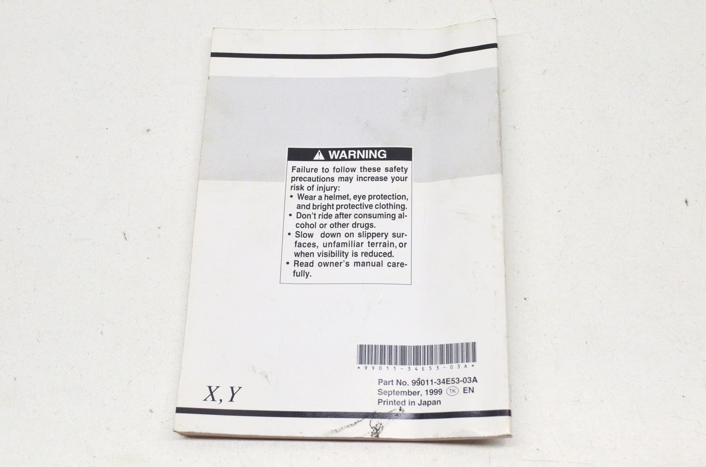 OEM Suzuki 99011-34E53-03A Owner's Manual GSX-R600Y 2