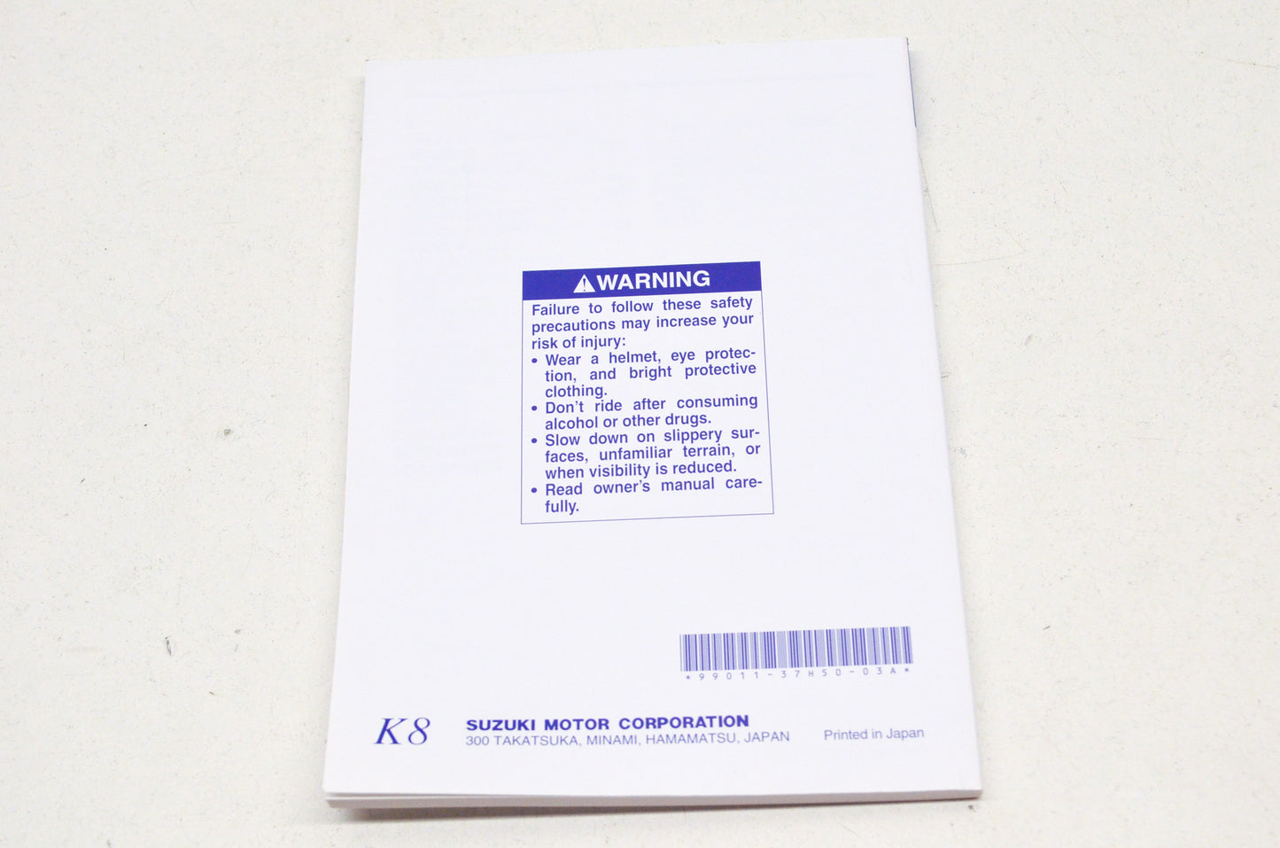 OEM Suzuki 99011-37H50-03A Owner's Manual GSX-R600K8 NOS