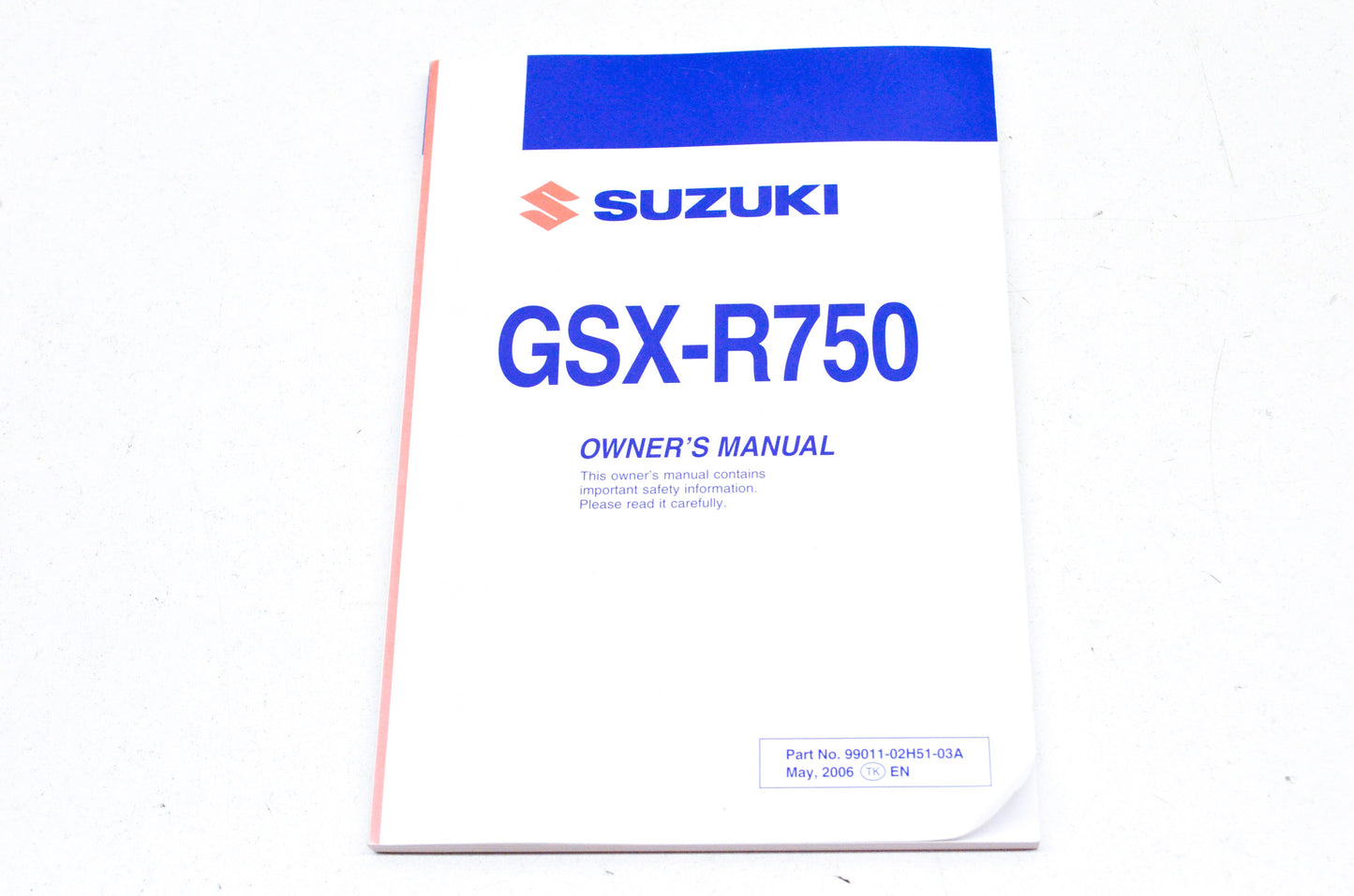 OEM Suzuki 99011-02H51-03A Owner's Manual GSX-R750K7 NOS