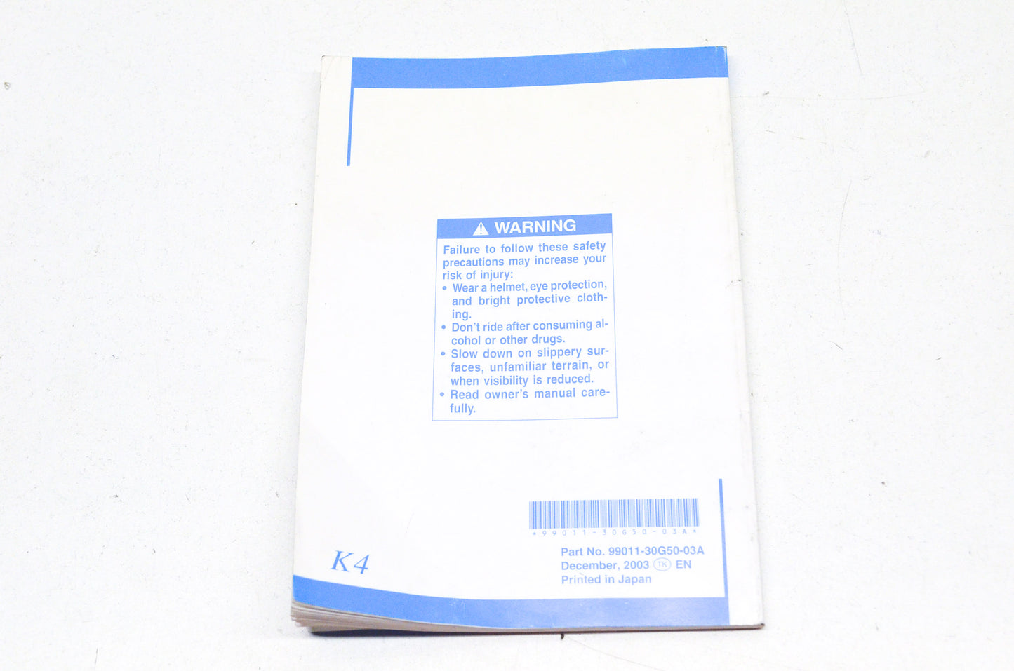 OEM Suzuki 99011-30G50-03A Owner's Manual GSX-R750K4