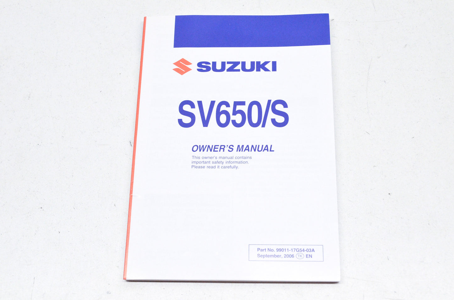 OEM Suzuki 99011-17G54-03A Owner's Manual SV650/SK7 2 NOS