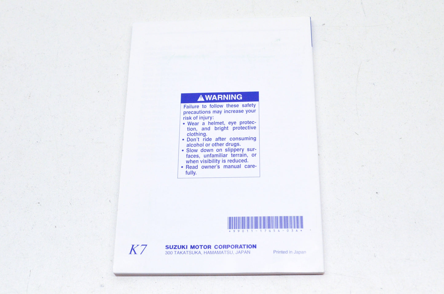 OEM Suzuki 99011-17G54-03A Owner's Manual SV650/SK7 2 NOS
