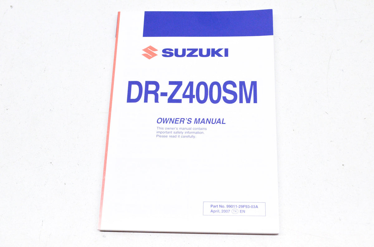 OEM Suzuki 99011-29F93-03A Owner's Manual DR-Z400SMK8 NOS