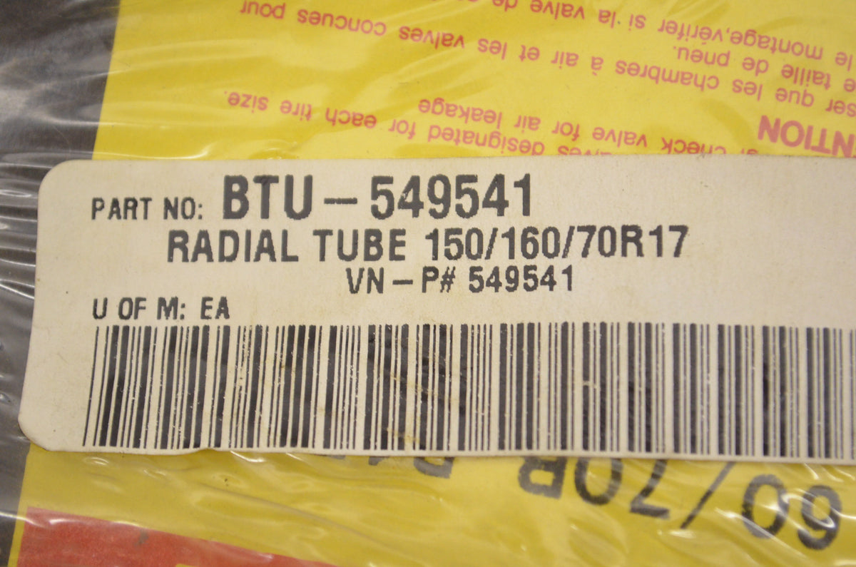 New Bridgestone BTU-549541, BTU549541 Radial Tube 150/160/70R17 NOS