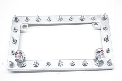 Spiked Skull Motorcycle License Plate Frame