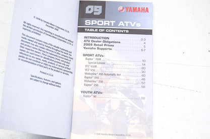 OEM Yamaha LIT-SLSGD-AT-09 Sport ATV Power Sales Guide 09 NOS