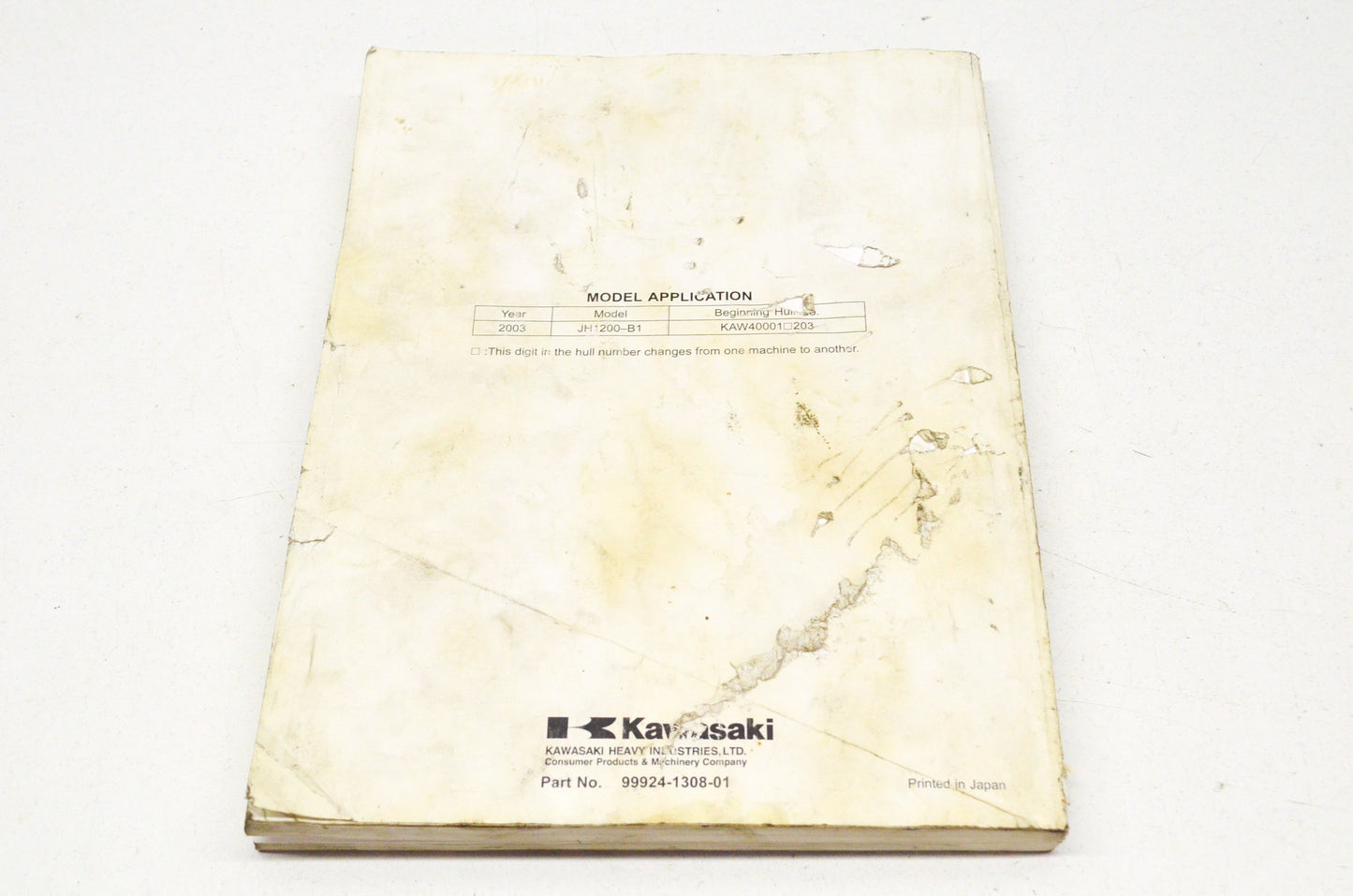 OEM Kawasaki 99924-1308-01 Service Manual JH1200B