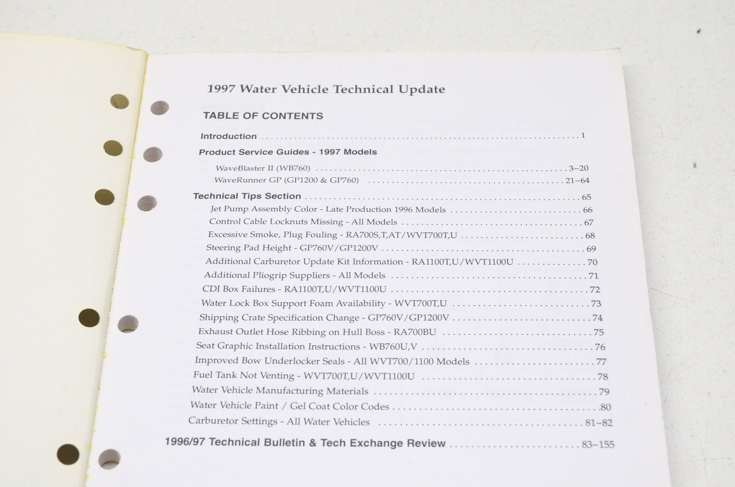 OEM Yamaha Water Vehicle Technical Update 1997