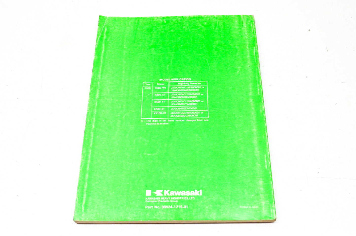 OEM Kawasaki 99924-1219-01 Service Manual KX80W/KX100C