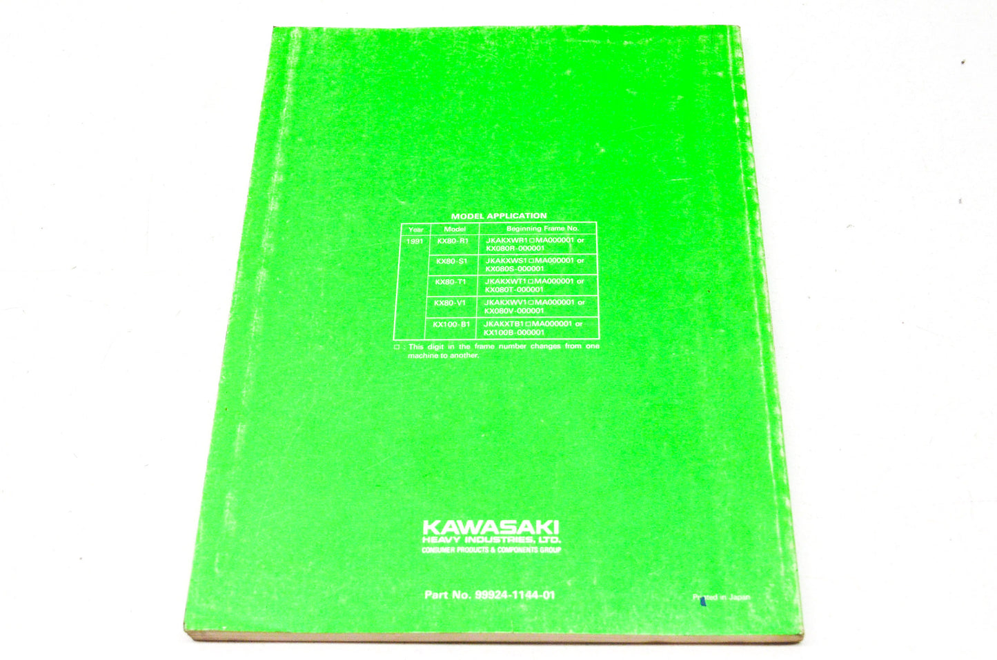 OEM Kawasaki 99924-1144-01 Service Manual KX80/100