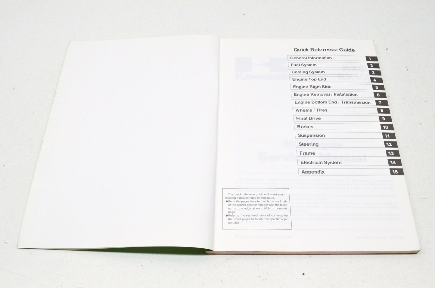 OEM Kawasaki 99924-1144-01 Service Manual KX80/100