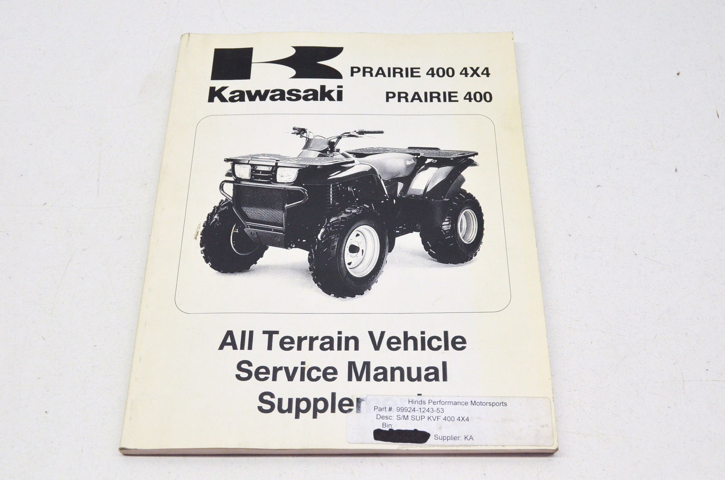 OEM Kawasaki 99924-1243-53 Service Manual Supplement KVF400 NOS