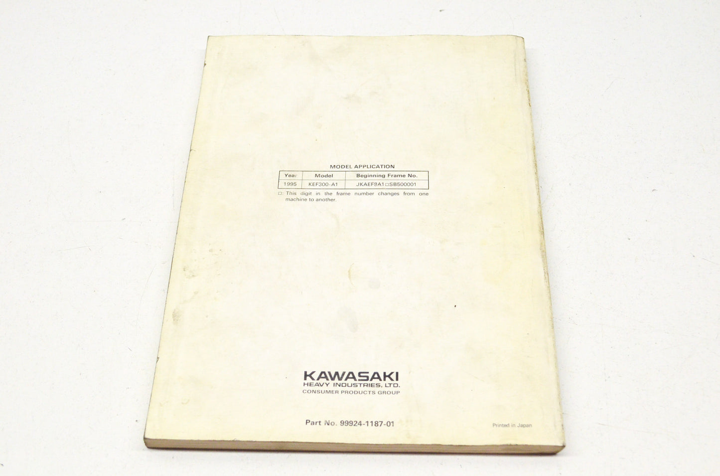 OEM Kawasaki 99924-1187-01 Service Manual KEF300A