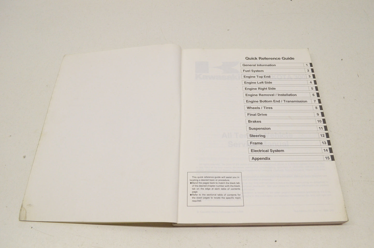 OEM Kawasaki 99924-1187-01 Service Manual KEF300A