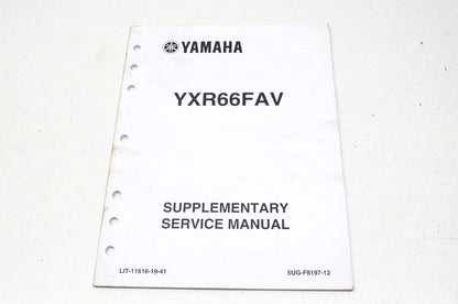 OEM Yamaha LIT-11616-19-41, 5UG-F8197-12 Supplementary Service Manual YXR66FAV NOS