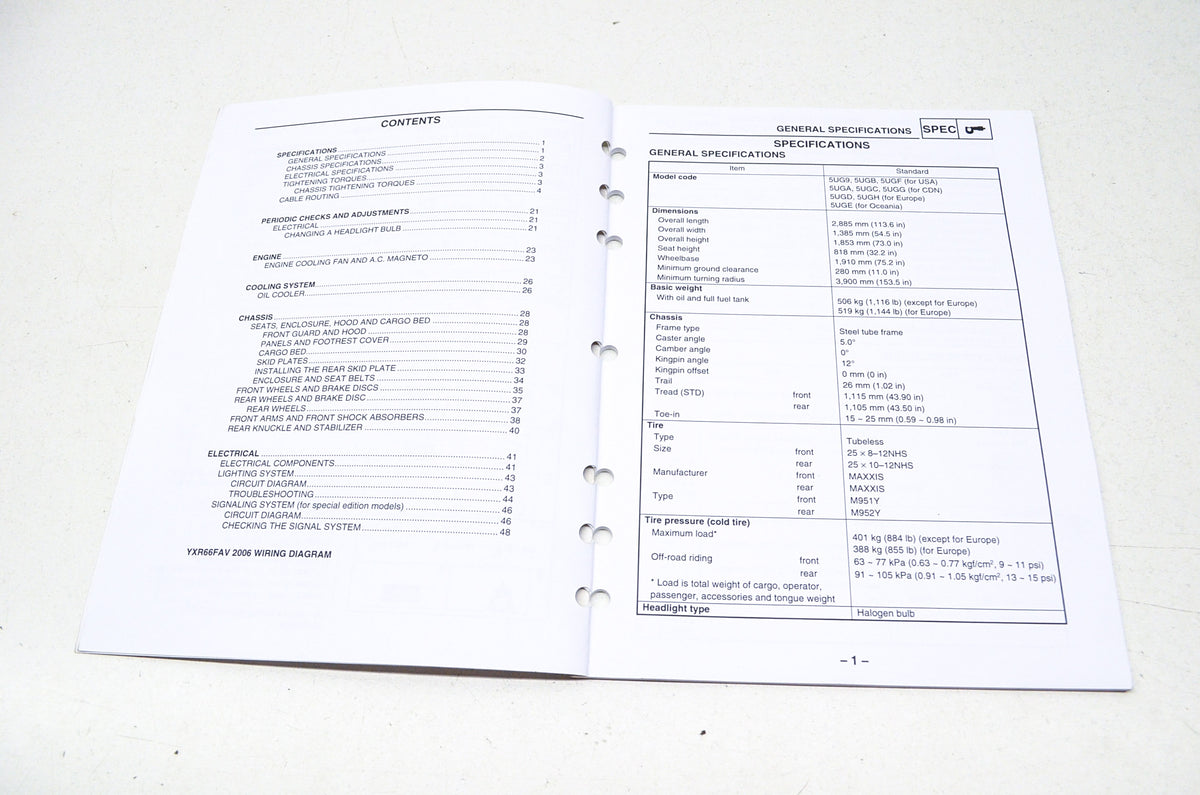 OEM Yamaha LIT-11616-19-41, 5UG-F8197-12 Supplementary Service Manual YXR66FAV NOS