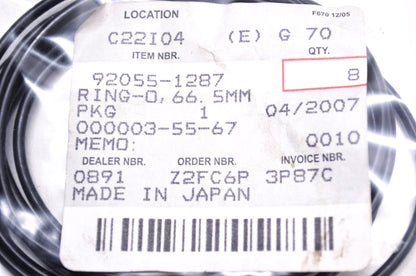 OEM Kawasaki 92055-1287 O-Ring 66.5mm NOS
