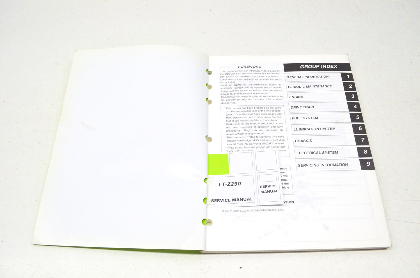OEM Suzuki Service Manual LT-Z250